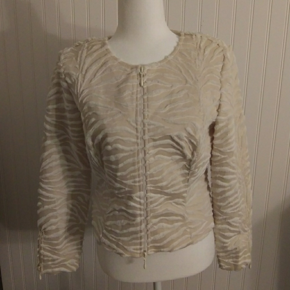 Joseph Ribkoff faux fur jacket. Size 8. Cream